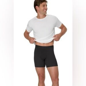 2 Hanes Super Soft Men’s Long Leg Boxer Briefs, Black, Medium New